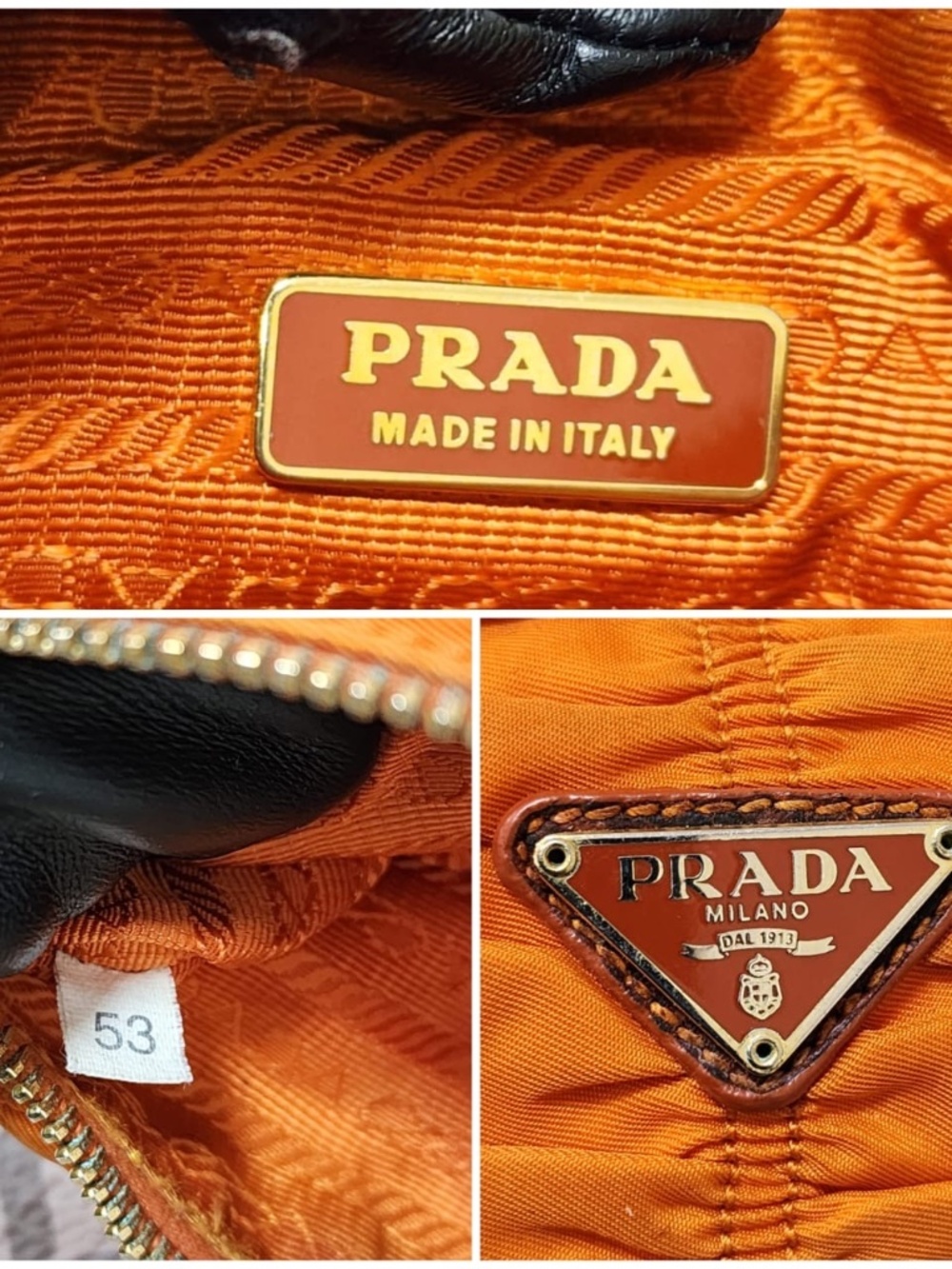 Authentic Prada Tessuto Gaufre Nylon Clutch Orange - Picture 3 of 14